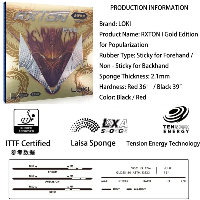 LOKI RXTON 1 FIRE DRAGON Table - Table Tennis Zhang Jike recension och pris
